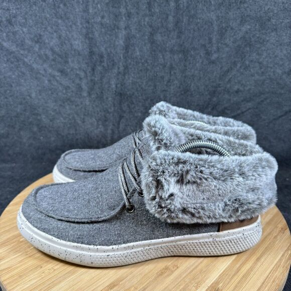 Skechers BOBS Boots‎ Womens 6.5 Skipper Lined Winter Bootie 113446 Gray Lace Up - Picture 3 of 8